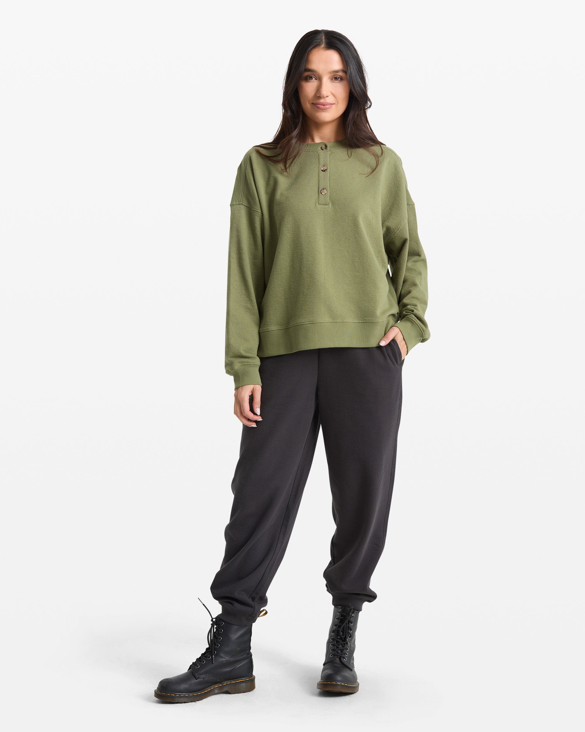 Women's Lived In Fleece Henley - Image 7