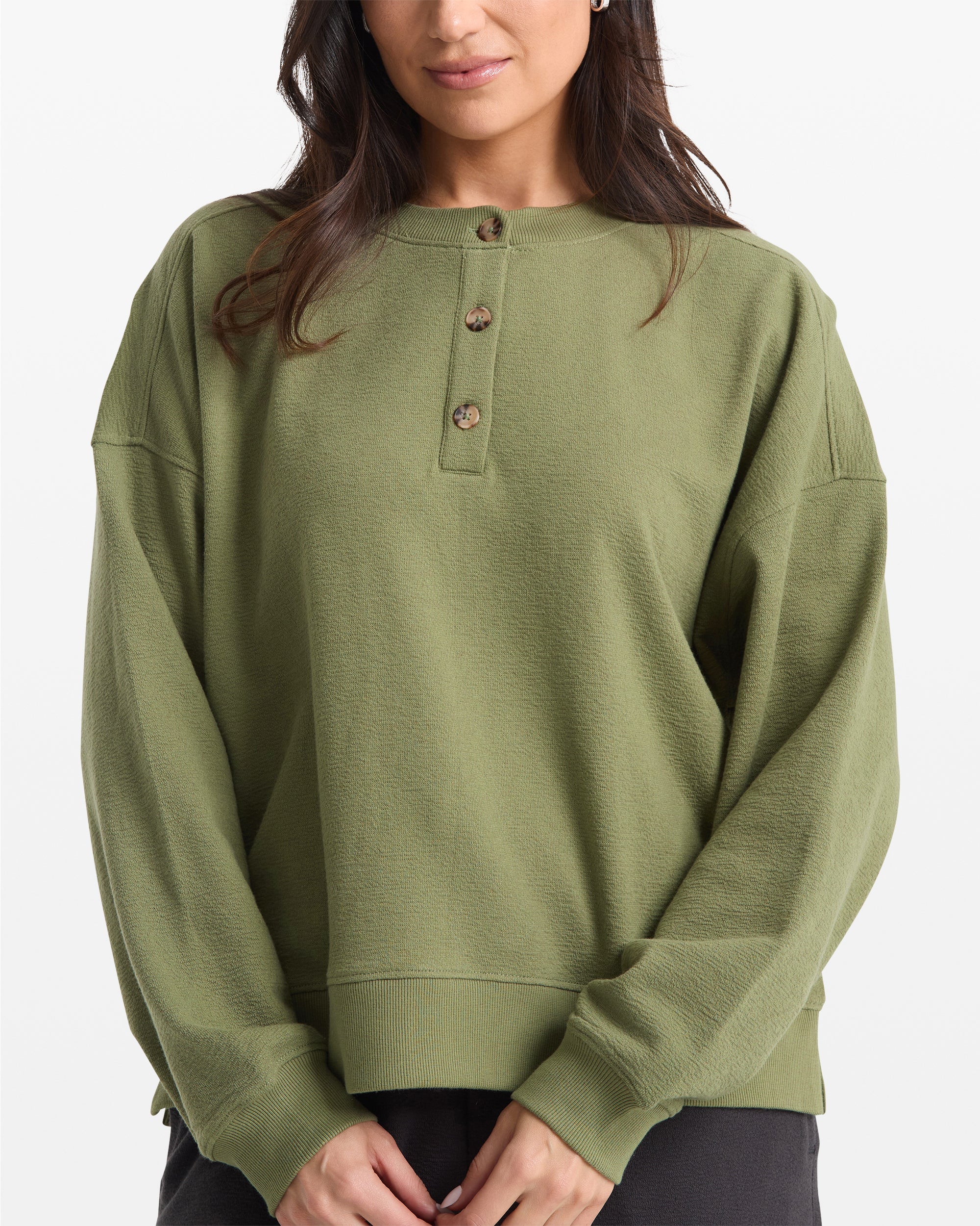 Women's Lived In Fleece Henley - Image 5